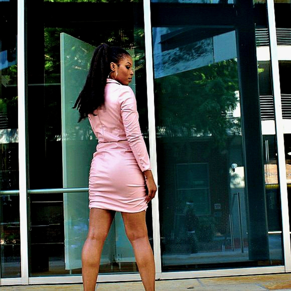 NWT Soft Pink Leather Dress Suit SIZE SMALL ONLY - Picture 4 of 9